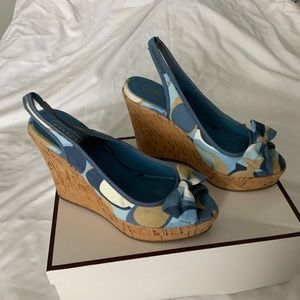 Coach sling back wedge sandals